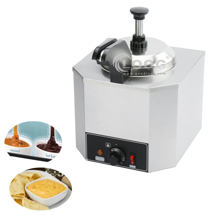 Dispenser commerciale riscaldato per salsa al cioccolato con pompa, scaldacioccolato elettrico in acciaio inox con pompa