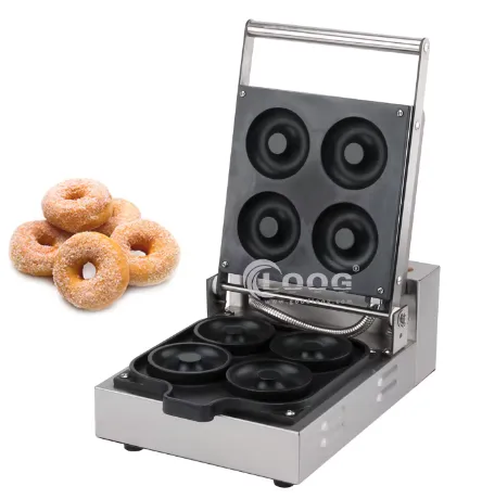 Macchina per ciambelle elettrica commerciale di alta qualità con rivestimento antiaderente, mini macchina per ciambelle con 4 griglie in vendita