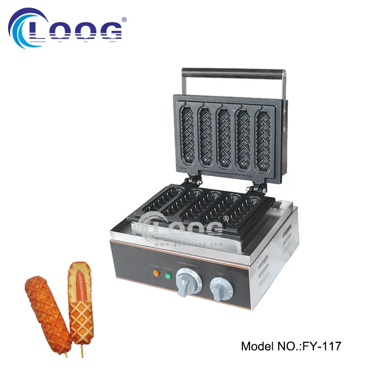 Manufacturer Hotdog Maker Machine / Equipment Hot Dog Waffle Iron With 5 Sticks for Hot Sale