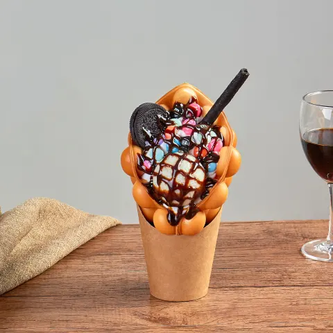 Simulation Eggettes Puff Ice Cream Hongkong Egg Waffle Bubble Waffles Sample Window Display Fake Food Props Model