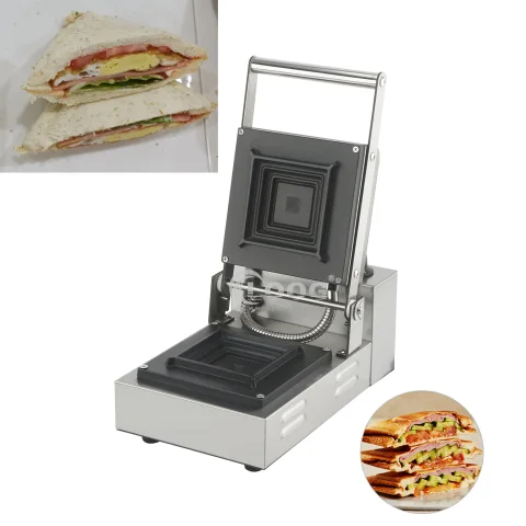 Professional Single Sandwich Maker Non-Stick Stainless Steel Electric Press for Breakfast Best Mini Commercial Use Car Outdoor
