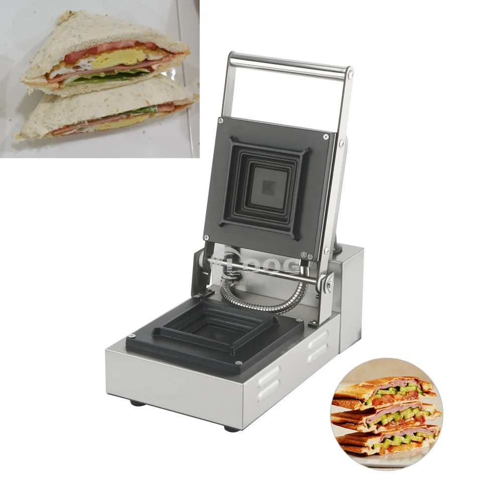 Pressa elettrica professionale in acciaio inox antiaderente per toast singolo, ideale per colazione, uso commerciale mini, per auto e outdoor