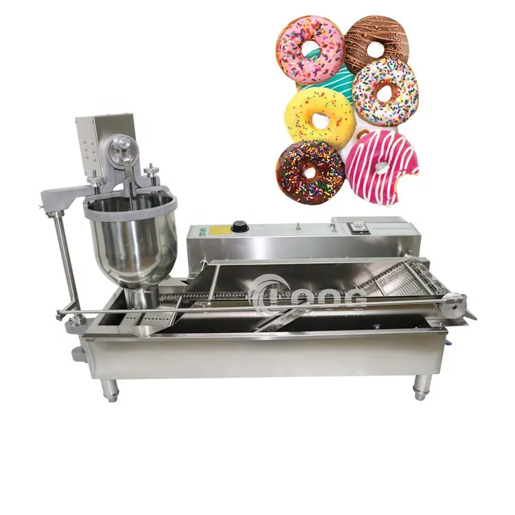China Professional Donuts Machine Factory Double Rows Doughnut Fryer 3 Sets Molds Commercial Full Automatic Donut Flour Milk