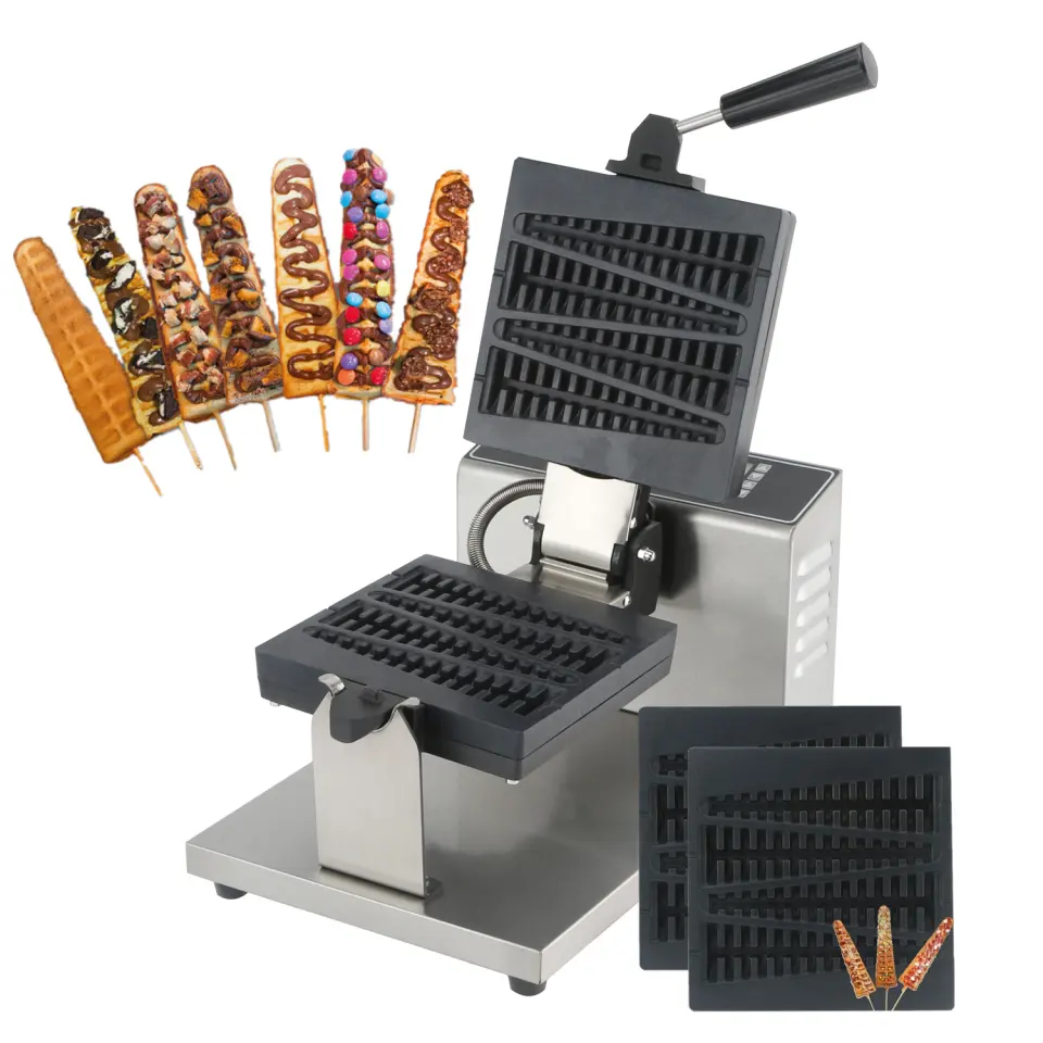 Máquina profesional para hacer gofres en forma de árbol de Navidad con 4 varillas, 110 V / 220 V, eléctrica, comercial, para negocios