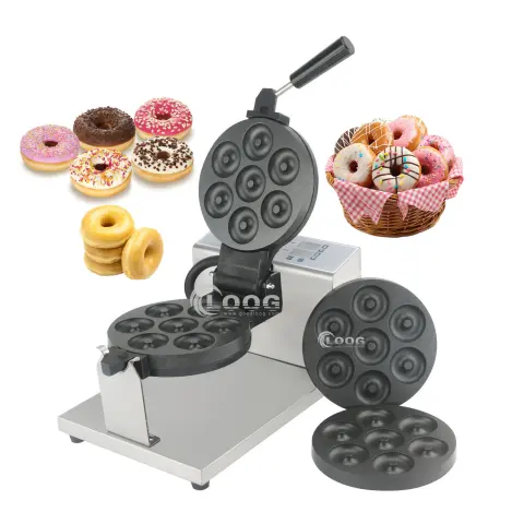 Professional Doughnut Waffle Equipment 110V 220V Rotating Digital Electric Mini Donut Maker Machine with Replaceable Plate