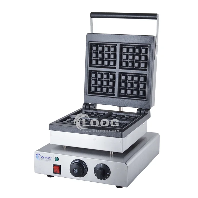 Máquina belga eléctrica cuadrada para waffles de alta eficiencia 2000 W, fabricante comercial de waffles cuadrados
