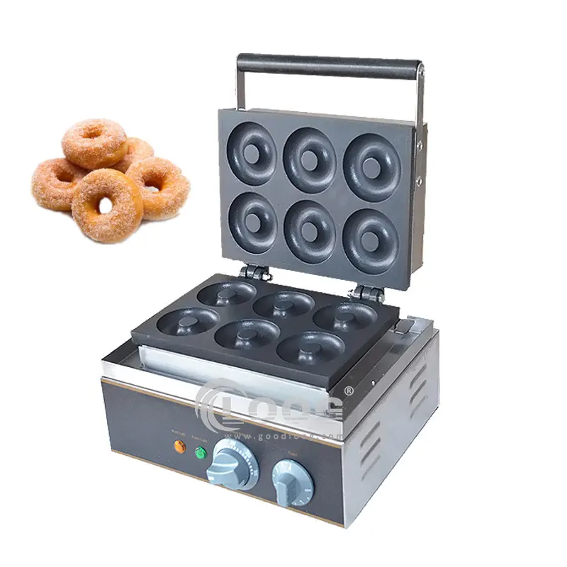 Proveedores profesionales de máquinas para donas tipo snack, popular donutera eléctrica automática comercial mini con 6 rejillas