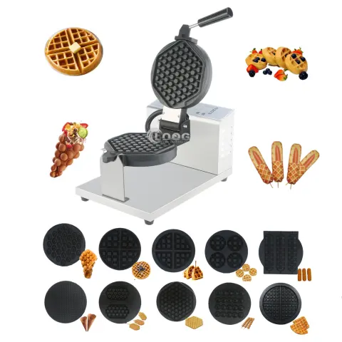 Multifunction Waffle Equipment Heavy Duty Waffle Maker Custom Changeable Plate Digital Rotating Waffle Machine for Commercial