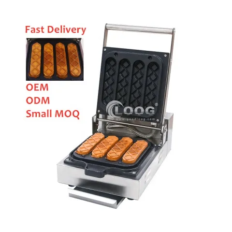 New Wholesale Stainless Steel Commercial Electric Hot Dog Waffle Maker Machine with Adjustable Thermostat for Snack Bar