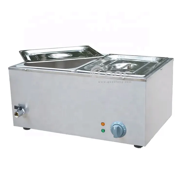 Commercial 220V Electric Sauce Food Warmer Stainless Steel Bain Marie with 2 Pots for Restaurant & Hotel Use