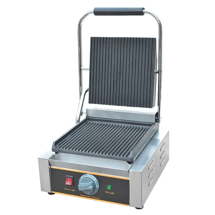 Pressa Panini Commerciale con Scanalature per Ristorante, Grigliapane Elettrica a Contatto