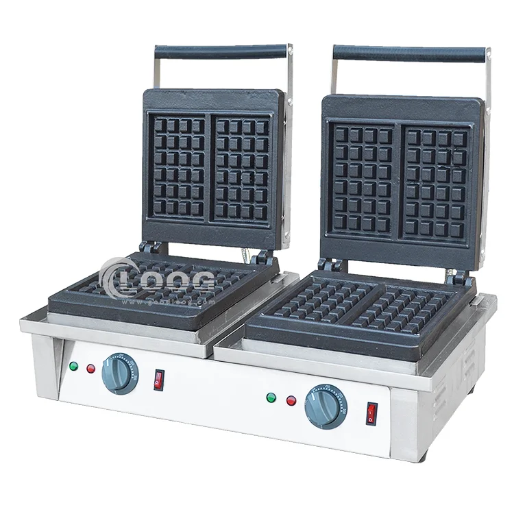 Novità doppia piastra professionale per waffle in ghisa elettrica con forme quadrate