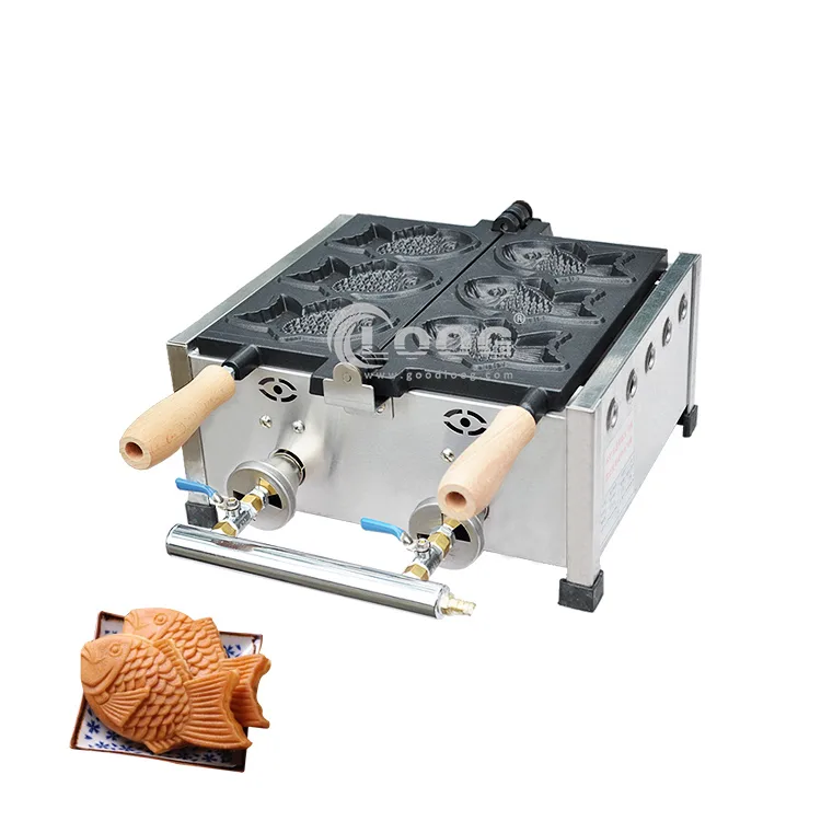 Máquina comercial para croissant taiyaki tipo gas, plancha para waffles taiyaki a gas GLP, máquina taiyaki a gas para venta