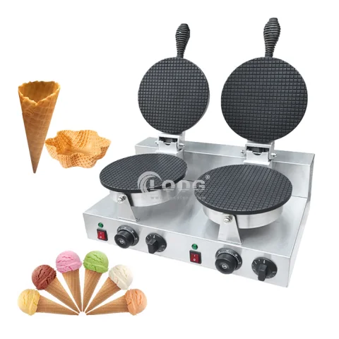 Hot Sales Electric Non Stick Double Ice Cream Cone Maker Waffle Cone Making Machine Ice Cream Cone Machine for Commercial Use