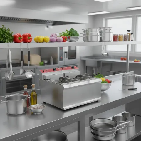 Stainless Steel Commercial Deep Fryer Larger Capacity Dual Tanks Electric Deep Fryer with 2 Baskets
