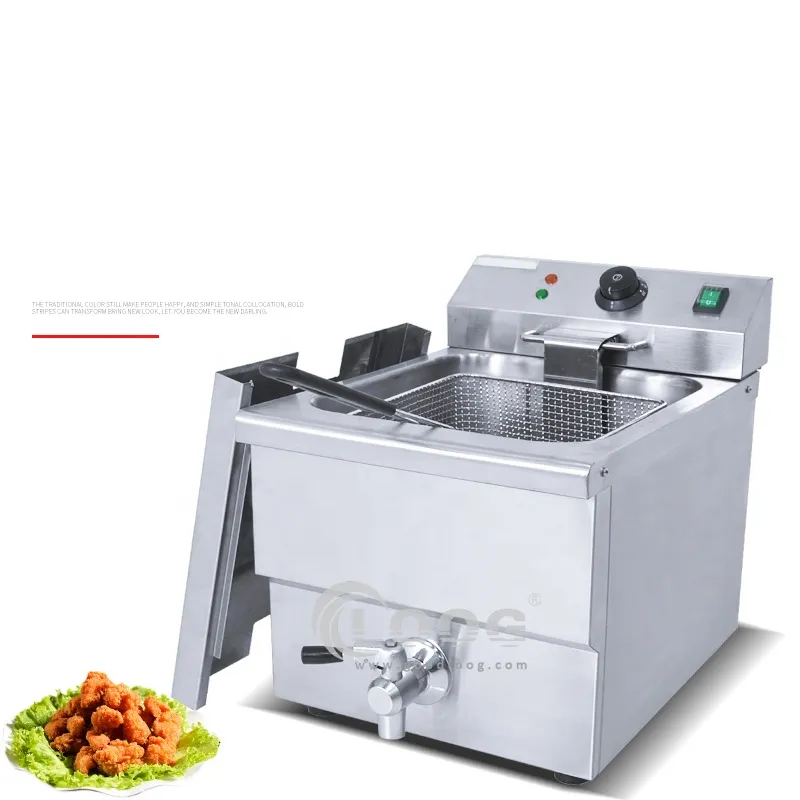 Attrezzatura per ristorante friggitrice monovasca 220 V in acciaio inox per patatine fritte in vendita