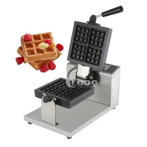 Restaurant Supplies Best Electric Waffle Baker Commercial Rotating Square Waffle Maker Machine with Detachable Plates