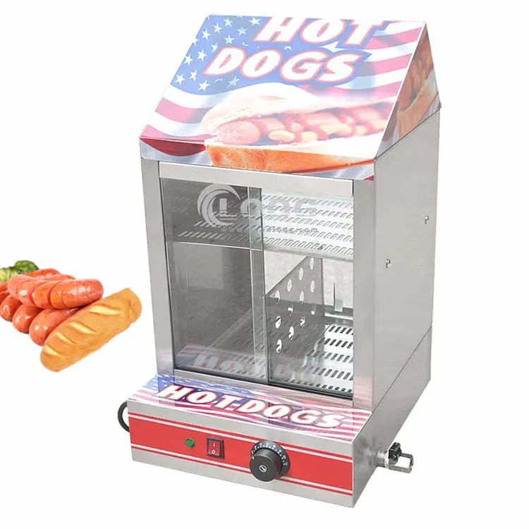 CE Approved Stainless Steel Hot Dog Bun Hut Showcase Warmer Commercial Hotdog Steamer