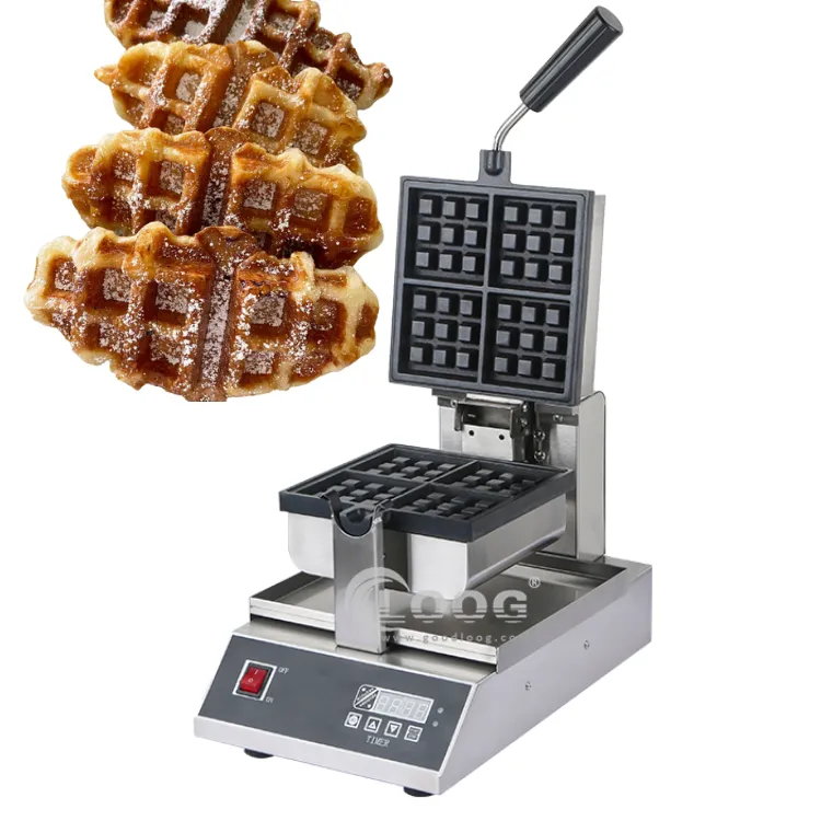 Macchina per waffle elettrica quadrata OEM e ODM con 4 piastre, schermo touch digitale, per uso commerciale, domestico e alberghiero