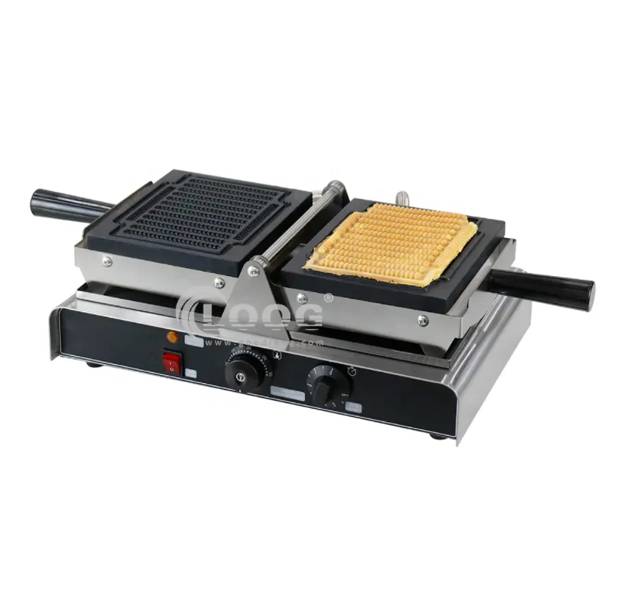 Macchina per waffle a stecca elettrica in acciaio inox da fabbrica, professionale, per la vendita di patatine a forma di waffle