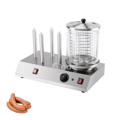 Hot Dog Bun Toaster with 4 Skewers Commercial Hot Dog Maker Machine