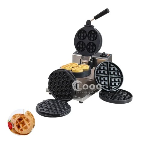 Custom Stainless Steel Belgian Waffle Maker Changeable Plate Electric Waffle Making Machine for Household Hotel Use Best Snack