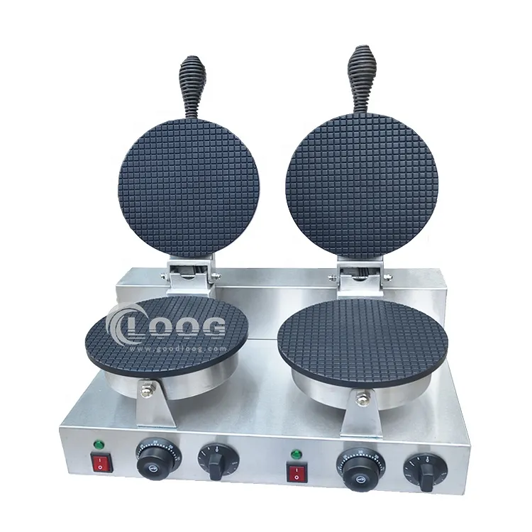 Macchina elettrica antiaderente per coni gelato a doppia testa, macchina professionale per coni cialda, prezzo macchina per coni cialda gelato