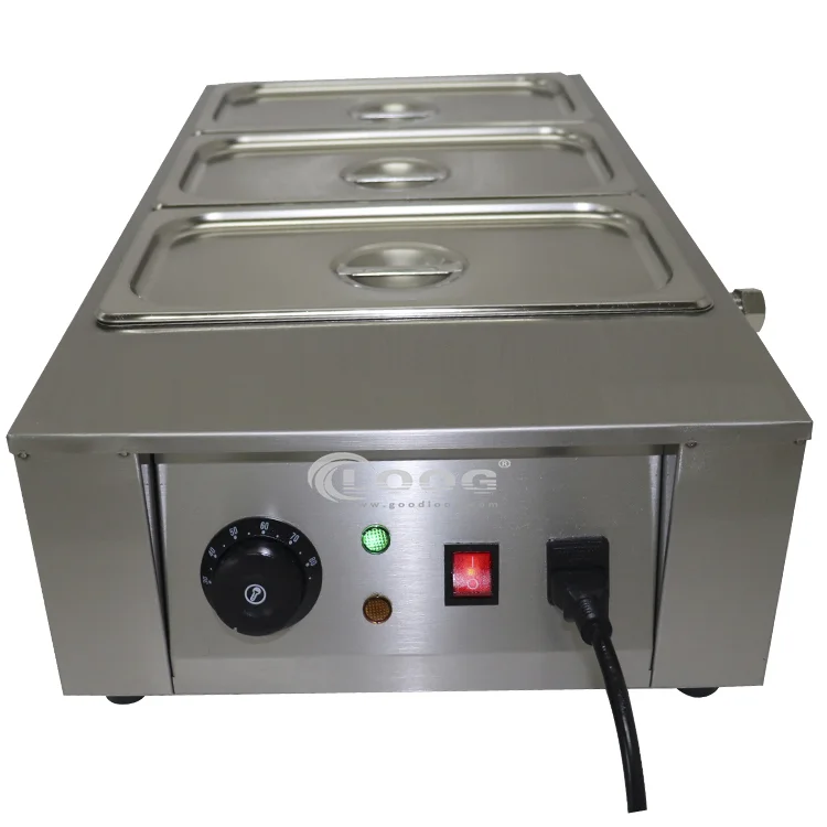 Máquina comercial eléctrica Goodloog para temple de chocolate con 3 tanques, derretidor de chocolate 110 V / 220 V, máquina para derretir chocolate caliente, precio