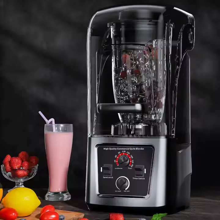 Frullatore elettrico commerciale da 5 L per bevande ghiacciate, frullatore ad alta velocità per frullati e milkshake, estrattore multifunzione per ghiaccio con isolamento acustico