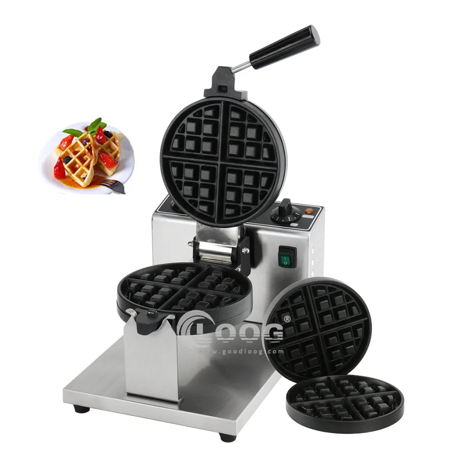 Máquina eléctrica para waffles antiadherente de 110 V / 220 V, con función giratoria, uso comercial, gran oferta
