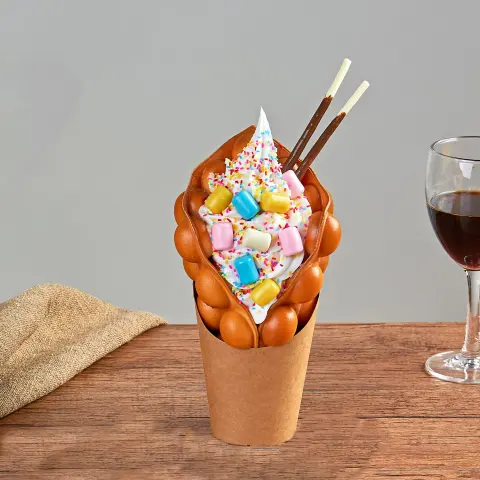 Hong Kong Bubble Egg Waffle Model Display Simulation Dessert Snack Fruit Eggettes Puff Waffle Sample Figures