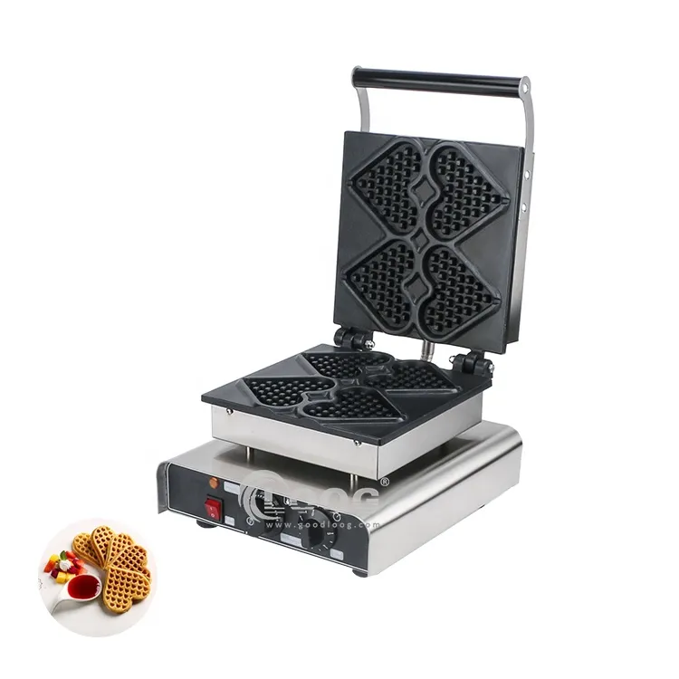 Attrezzatura da cucina all'ingrosso per waffle a forma di cuore, macchina elettrica per waffle, piastra professionale per waffle