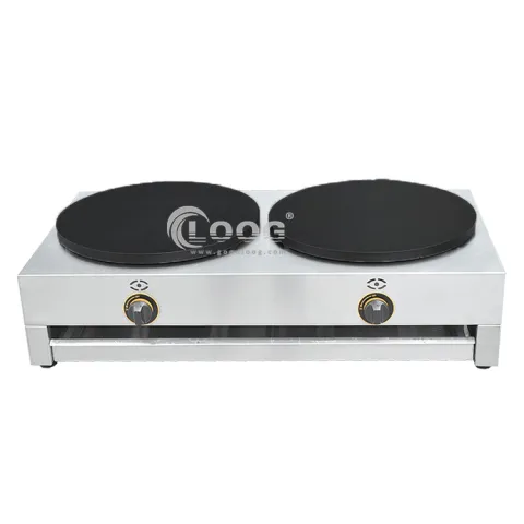 Industrial Crepe Maker Stainless Steel Commercial Gas Propane Crepe Griddle Machine With Dual Plates