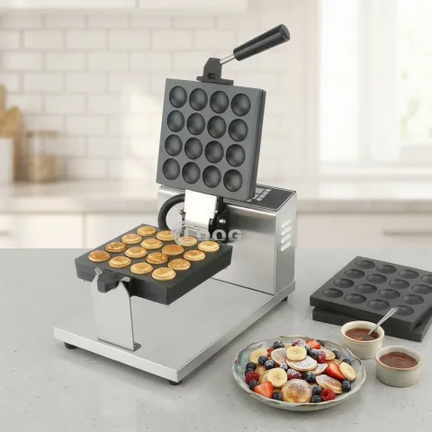 Nonstick Poffertjes Machine 16holes Commercial Dutch Mini Pancake Maker Changeable Plate Mini Pancake Machine for Small Business