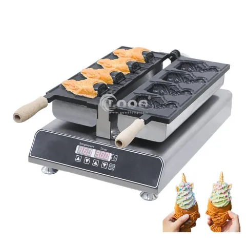 Professional Electric Fish Ice Cream Cone Waffle Maker Stainless Steel Commercial Taiyaki Waffle Machine for Sale