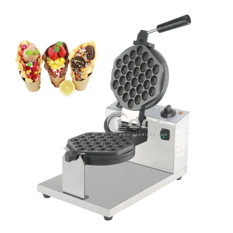 Goodloog Kitchen Equipment Suppliers Bubble Waffle Maker Commercial Egg Waffle Machine with Detachable Plate for Food Cart