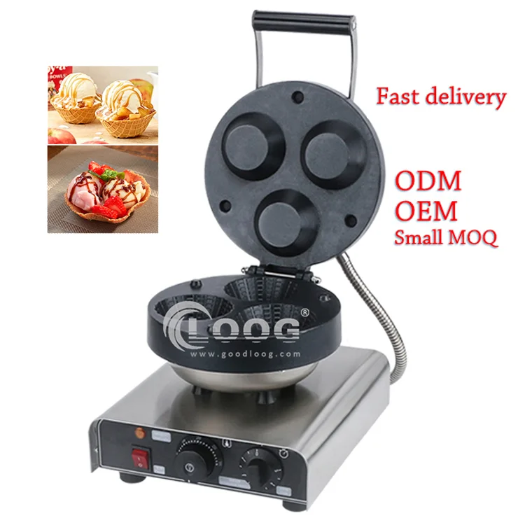 Restaurant Snack Equipment Automatic Commercial Belgian Waffle Bowl Cup Making Sale Electric Ice Cream Waffle Cone Maker Machine