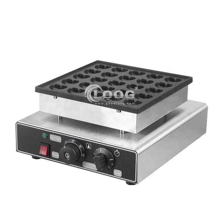 Máquina comercial de panqueques mini holandesa de 3 capas con 25 moldes en forma de corazón y fuente de alimentación eléctrica
