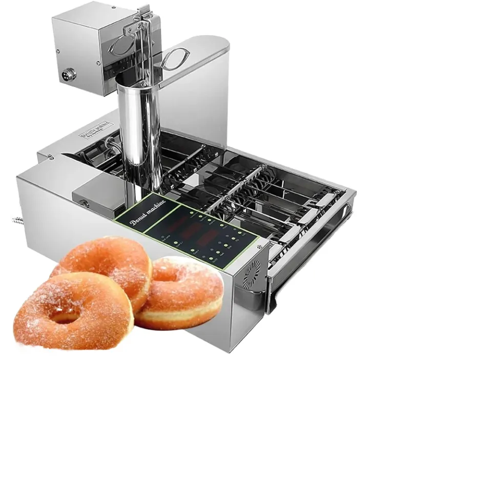 Friggitrice professionale in acciaio inox a 4 file per ciambelle, elettrica, mini macchina per ciambelle con display digitale
