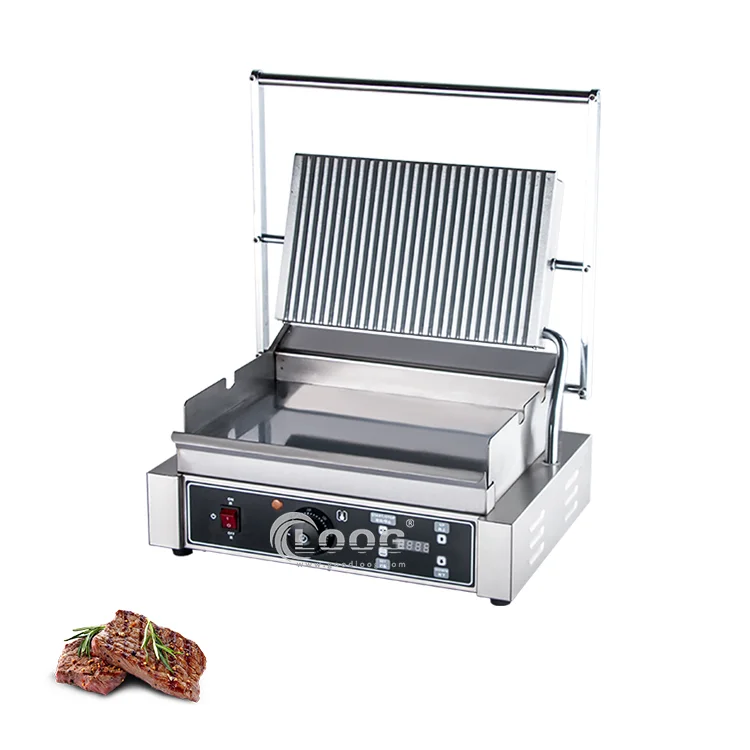 Single Head Panini Grill Sandwich Maker Flag Groove Hot Plates Contact Grill With Factory Price