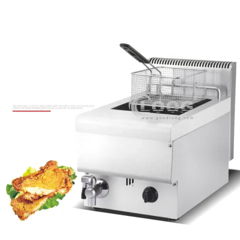 Stainless Steel Kitchen Equipment LPG Gas Fryer Machine Commercial Gas Deep Fryer for Sale