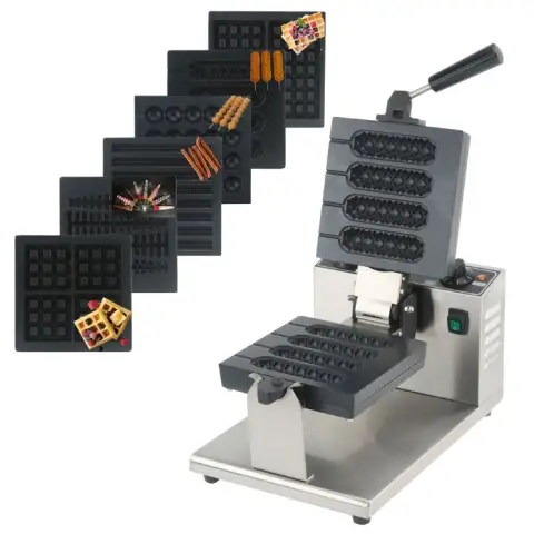 Street Food Hot Dog Waffle Stick Maker Machine With Removable Plates
