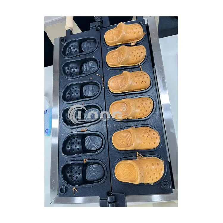 Máquina eléctrica comercial de acero inoxidable con forma de Crocs para hacer gofres, panqueques y sándwiches de queso, antiadherente, ideal para puestos de comida callejera