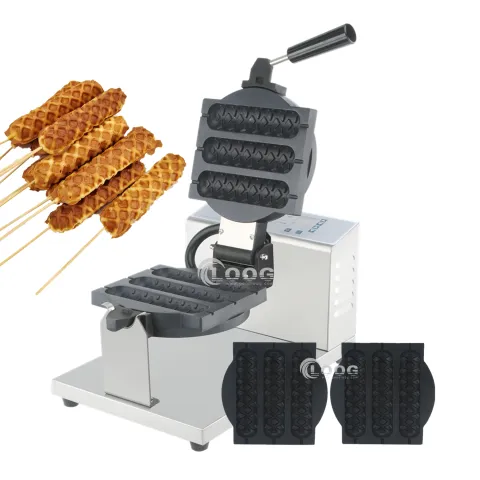 Hotel Electric Digital Waffle Stick Maker Stainless Steel Best Changeable Plate Custom Waffle Hot Dog Machine Commercial