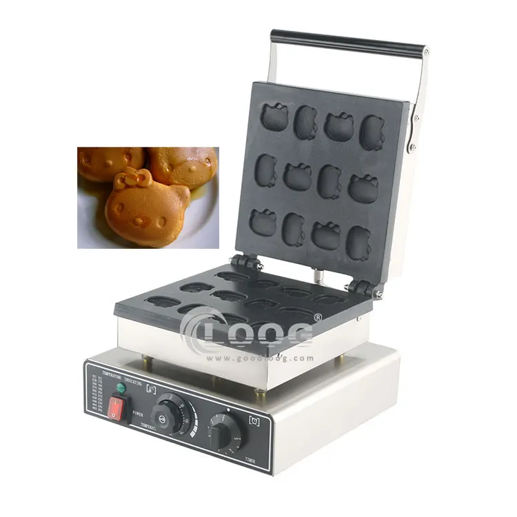 Máquina para hacer waffles Hello Kitty, equipo comercial para catering, máquina mini para hacer panqueques con forma de animal