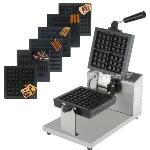 Hotel Commercial Liege Waffle Machine 4-Slice Waffle Maker with Removable Plates for Sale