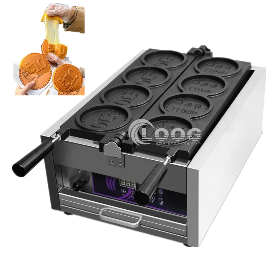 Máquina comercial eléctrica al por mayor para hacer pan en forma de moneda de queso de 10 yenes, juego de 4 unidades, nueva, de acero inoxidable, equipo popular para comida callejera coreana