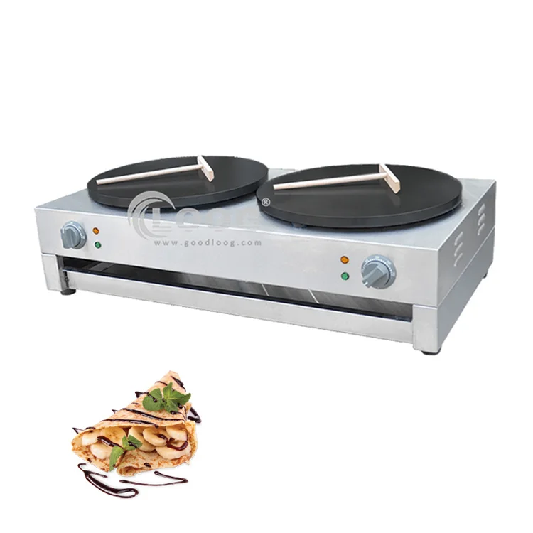 Doppia piastra professionale per crespelle con rivestimento antiaderente, elettrica