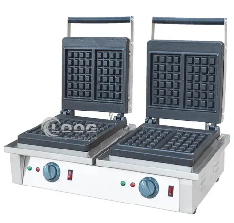 Macchina professionale elettrica per waffle belgi a risparmio energetico con design industriale e due timer