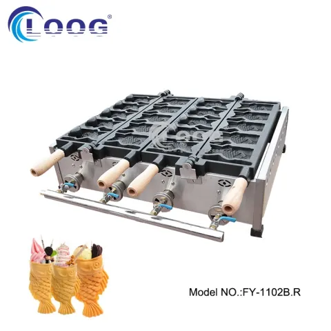 Hot Sale Commercial Gas 5 Fishes Waffle Machine Taiyaki Ice Cream Maker